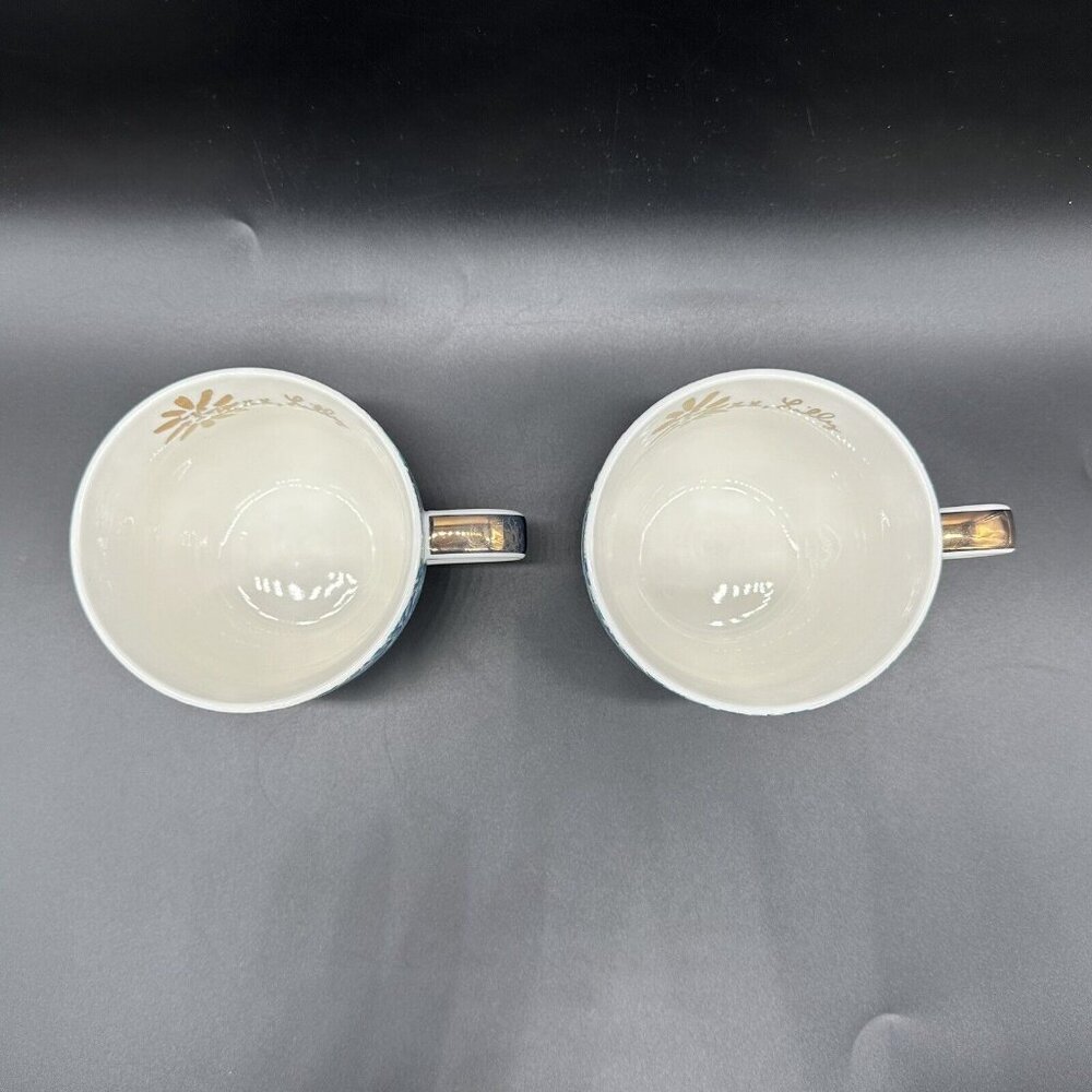 Lilly Pulitzer Mugs Coffee Tea Cups Lion Around Hidden Cat Face Blue Purple - Picture 6 of 11